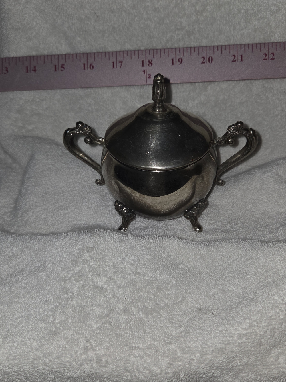Vintage-Style Silver Sugar Bowl with Lid and Handles